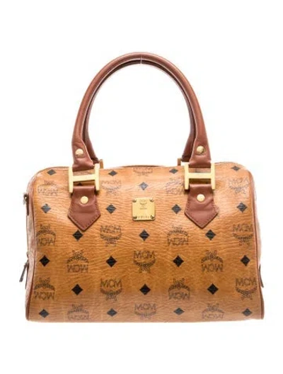Pre-owned Mcm Monogram Tote In Brown