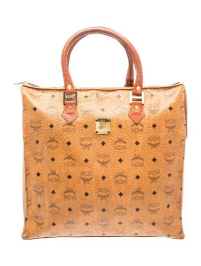 Pre-owned Mcm Monogram Tote In Brown