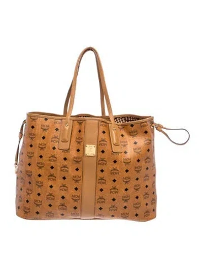 Pre-owned Mcm Monogram Tote In Brown