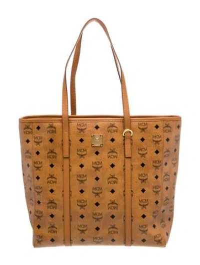 Pre-owned Mcm Monogram Tote In Brown