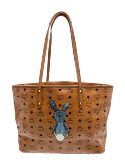 Pre-owned Mcm Monogram Tote In Brown