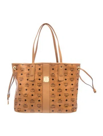 Pre-owned Mcm Monogram Tote In Brown