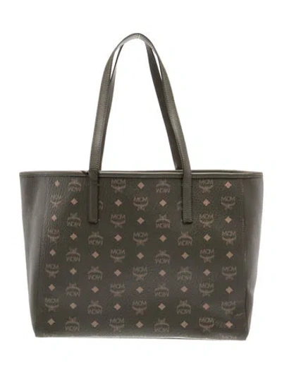 Pre-owned Mcm Monogram Tote In Green