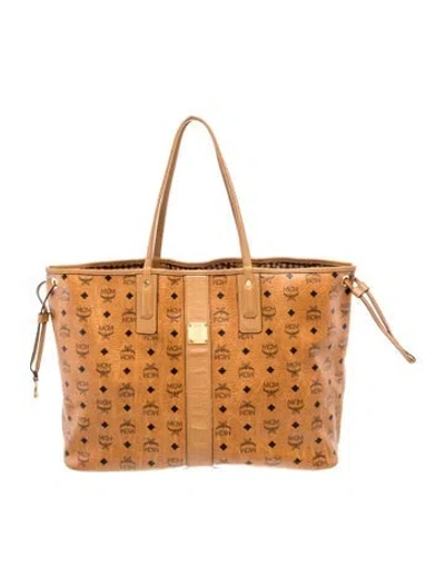 Pre-owned Mcm Monogram Tote In Neutrals