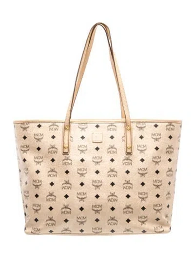 Pre-owned Mcm Monogram Tote In Neutrals