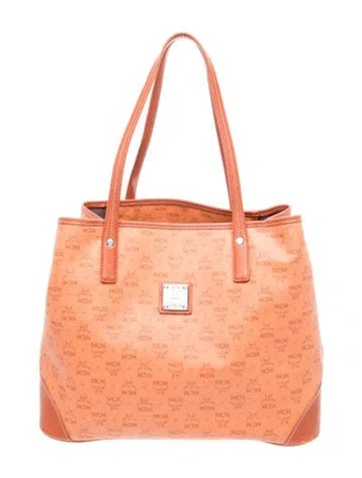 Pre-owned Mcm Monogram Tote In Orange