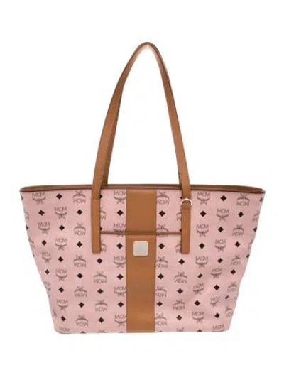 Pre-owned Mcm Monogram Tote In Pink