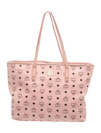 Pre-owned Mcm Monogram Tote In Pink