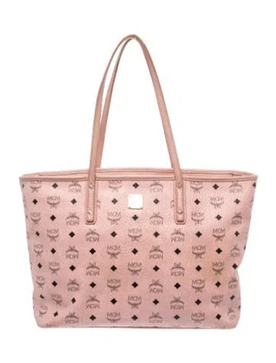 Pre-owned Mcm Monogram Tote In Pink