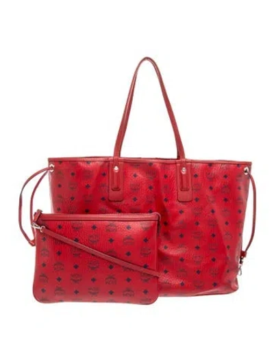 Pre-owned Mcm Monogram Tote In Red