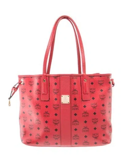 Pre-owned Mcm Monogram Tote In Red