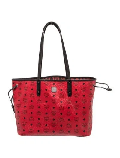 Pre-owned Mcm Monogram Tote In Red