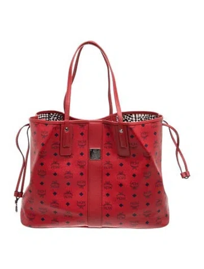 Pre-owned Mcm Monogram Tote In Red