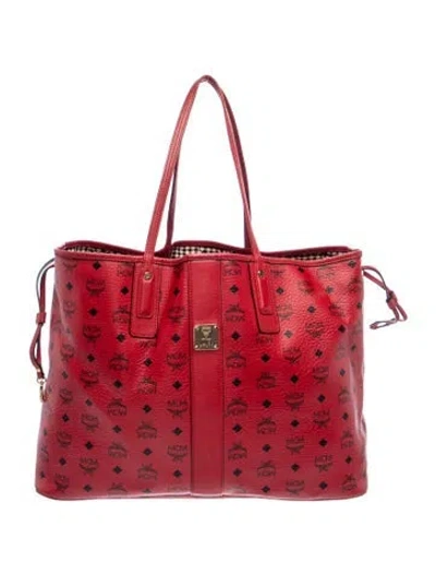 Pre-owned Mcm Monogram Tote In Red