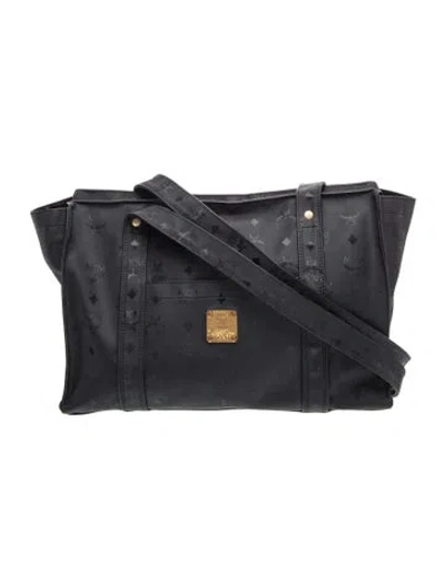 Pre-owned Mcm Monogram Tote Vintage In Black