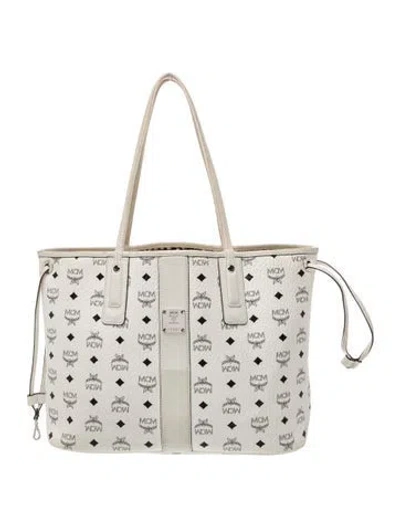 Pre-owned Mcm Monogram Tote In White