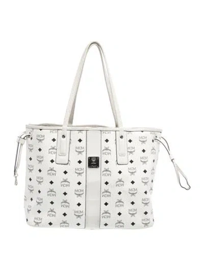 Pre-owned Mcm Monogram Tote In White