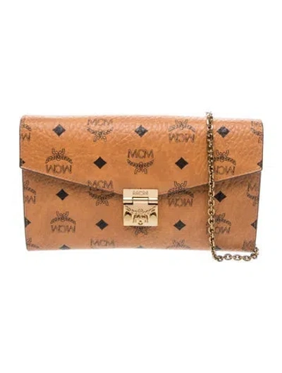 Pre-owned Mcm Monogram Tracy Crossbody Wallet In Brown