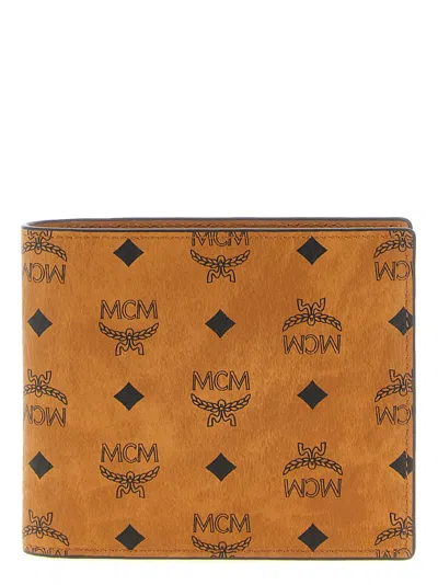 Mcm Monogram Visetos Canvas Wallet In Cognac