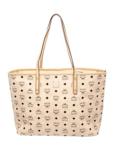 Pre-owned Mcm Monogram Visetos Tote In Neutrals