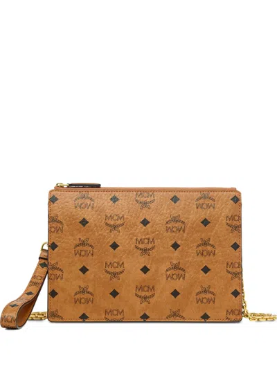 Mcm Monogram Wristlet Clutch Bag In Neutral