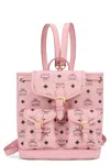 Mcm Monogram-embossed Synthetic Leather Backpack In Pink