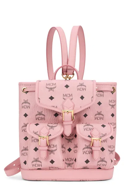 Mcm Monogram-embossed Synthetic Leather Backpack In Pink