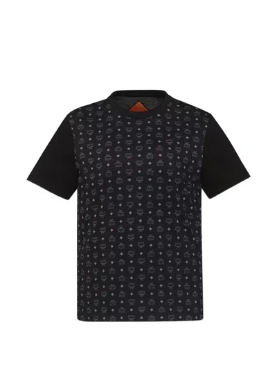 Mcm Monogram-print Panelled T-shirt In Black