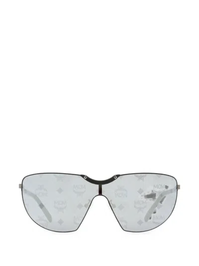 Mcm Monogram-print Shield-frame Sunglasses In Gray