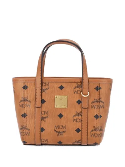 Mcm Monogram-print Shoulder Bag In Brown
