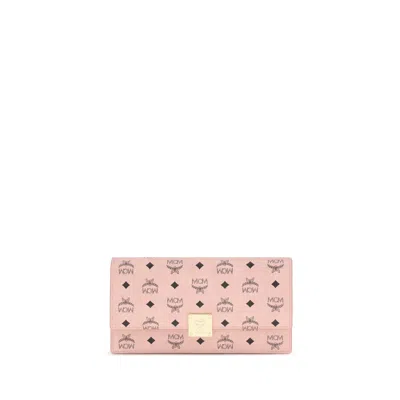 Mcm Multicolor Fabric Wallet In Pink
