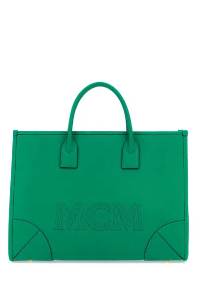 Mcm Detachable Strap Leather Handbag In Green