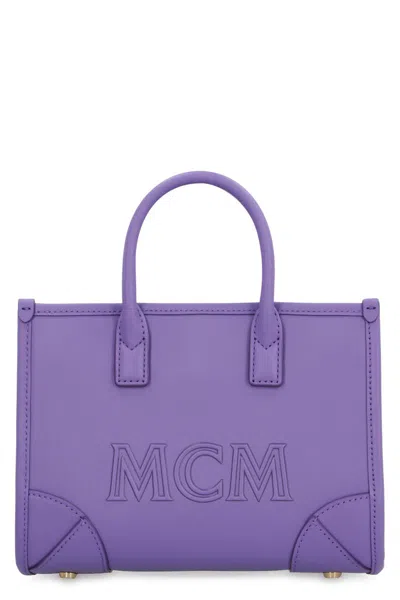 Mcm Munchen Mini Shopping Bag In Purple