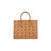 Mcm Structured Monogram Print Tote Bag In Brown