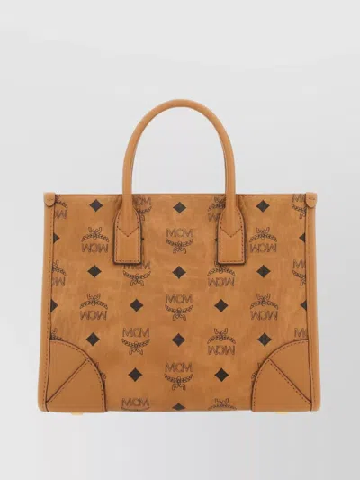 MCM MUNICH PRINTED CANVAS SHOPPING BAG