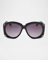 Mcm Mw0005w Acetate Round Sunglasses In Black Gradient Smoke