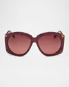 Mcm 61mm Gradient Round Sunglasses In Bordeaux Gradient Brown