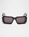 Mcm 52mm Rectangular Sunglasses In Shiny Black Smoke