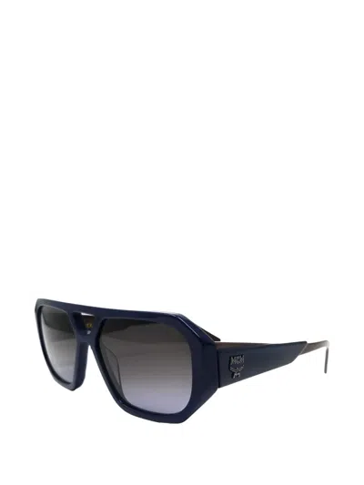 Mcm Navigator-frame Logo-plaque Sunglasses In Black