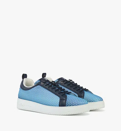 Mcm Neo Terrain Lo Sneakers In Gradation Mesh And Calf Leather In Blue