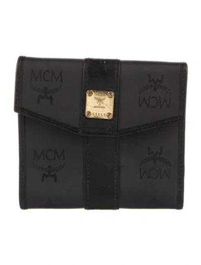 Pre-owned Mcm Neoprene Graphic Print Wallet In Black