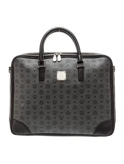 Pre-owned Mcm Nylon Briefcase In Gray