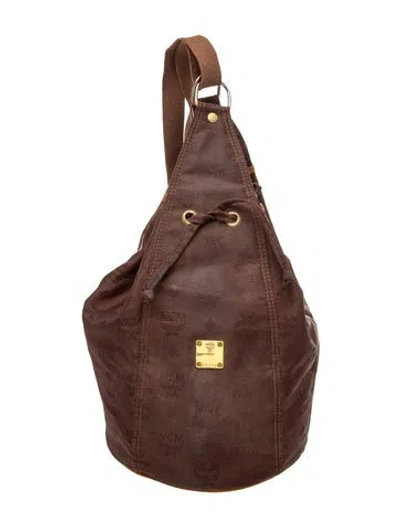 Pre-owned Mcm Nylon Bucket Bag In Brown