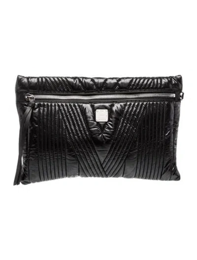 Pre-owned Mcm Nylon Clutch In Black
