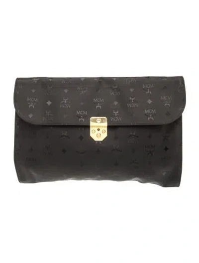 Pre-owned Mcm Nylon Clutch Vintage In Black