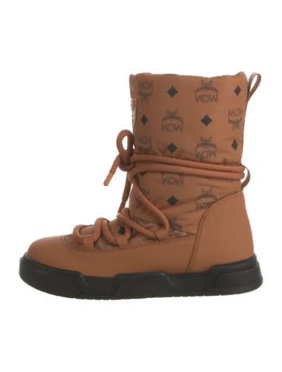 Pre-owned Mcm Nylon Graphic Print Snow Boots W/ Tags In Brown