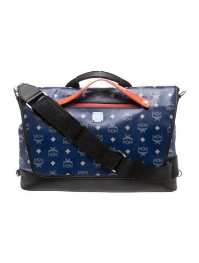 Pre-owned Mcm Nylon Messenger Bag In Blue