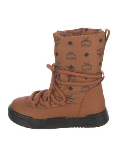 Pre-owned Mcm Nylon Printed Snow Boots W/ Tags In Brown