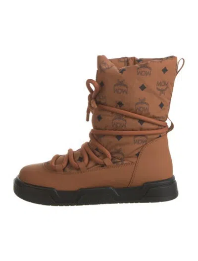 Pre-owned Mcm Nylon Printed Snow Boots W/ Tags In Brown