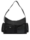 Mcm Nylon Shoulder Bag With Spacious Compartments In Black
